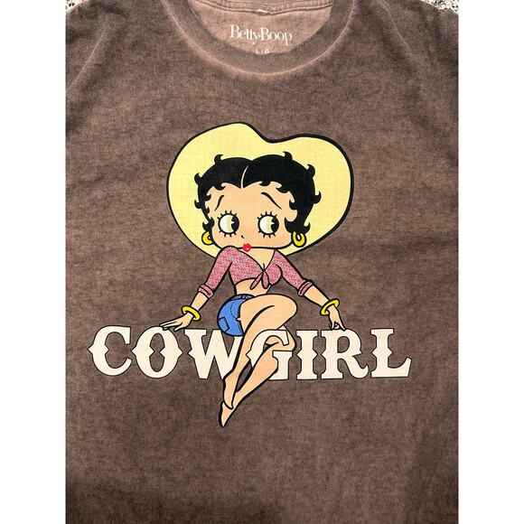 Betty Boop Cowgirl Vintage Vibe Tie Dye Brown T Shirt, size L - Picture 3 of 6